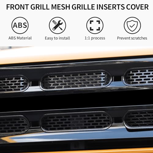 Image of Front Grill Mesh Grille Inserts Cover Frame Trims Kit 6Pcs Fit for Ford Bronco 2021-2025+ 2 /4 Door Exterior Accessories (Carbon Fiber)