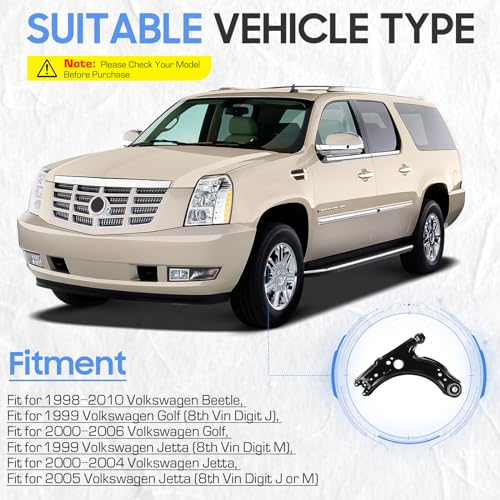 Front Lower Control Arms w/Ball Joints- Left & Right Side Suspension Kits for Beetle 1998-2010, for Golf 2000-2006, for Jetta 2000-2004(4PCs) - Image 3