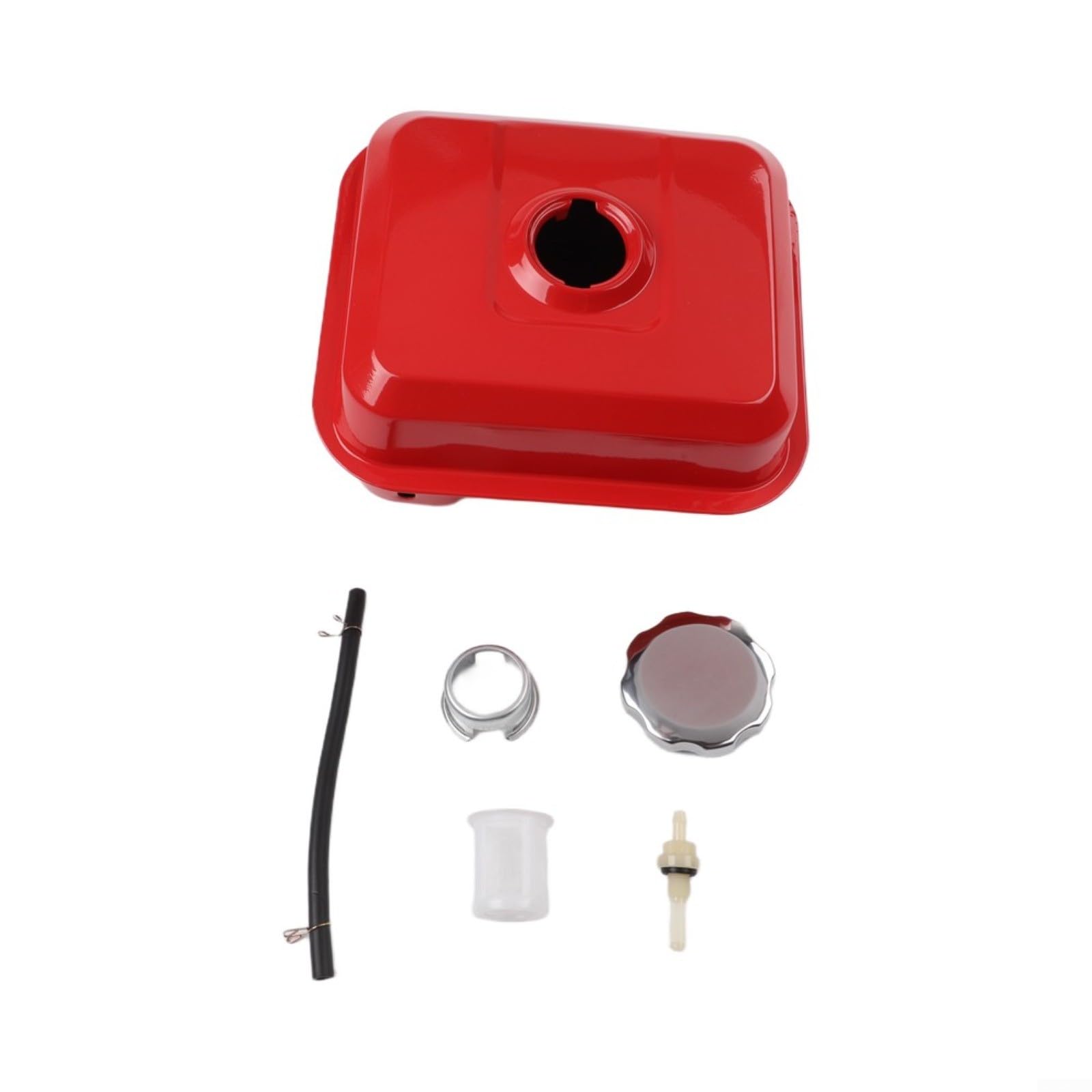 Conjunto de tanque de 3.6L con tapa y filtro para GX140 para GX160 para motores GX200, tanque de gas de repuesto de hierro grueso (rojo)