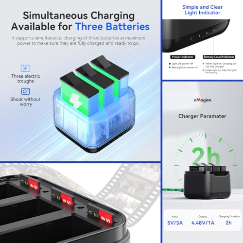 Image of Yantralay 3-Slot Battery Charging Hub for D JI Os mo Action 5 Pro & Os mo 360, Smart Fast Charger Dock with Micro SD Card Storage & LED Charging Indicator