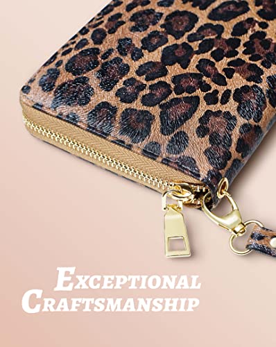 Yarnic Leopard Wallet for Women with Credit Card Holder Money Pockets Wristlet Band Wallets Case Coin Money Clip Woman Purse with RFID Blocking Large Capacity with Zipper4