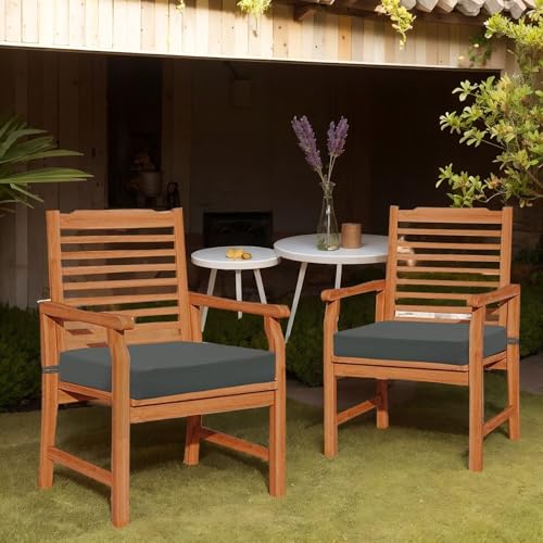 مجموعة وسائد لكرسي الفناء مقاس 17 × 17 من لفنون مكونة من 4 قطع، وسائد مقعد مربعة الشكل محشوة بالاسفنج عالي الكثافة، مقاومة للماء والبهتان، مع اربطة وسحاب، للاثاث الخارجي، رمادي