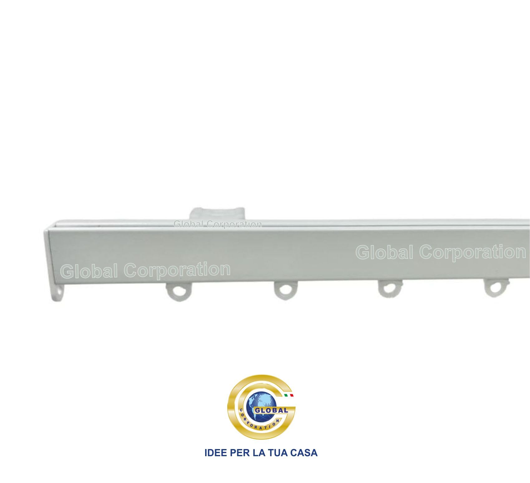 GLOBALCORPORATION Binario per tende a soffitto e parete in alluminio bianco con scorrevoli da interno Bastone Scorritenda per tendaggi moderni scorrimento manuale strappo kit completo (220 CM)