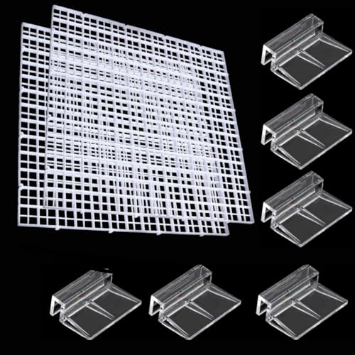 Image of Premier Plants 8MM Acrylic Aquarium Fish Tank Lid Cover Support Clip Clamp for Rimless Aquarium And Glass Top, Plastic Fish Tank Cover, Aquarium Hoods 6 Pieces (2 Pcs Grid Divider 6 Pieces 8 MM Holder)