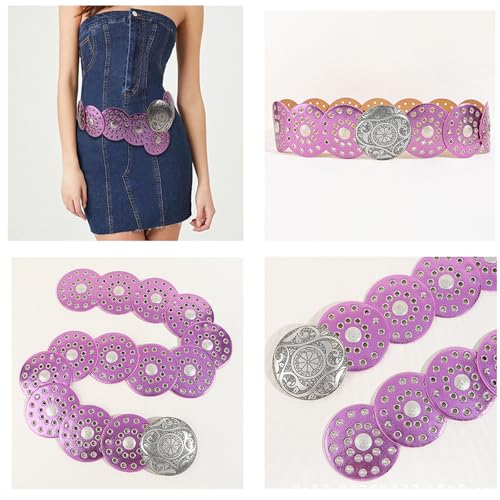 Vintage Rivet Fashion Belt for Women Western Cowgirl Styled PU Leather Waistband Unique Waist Wrap Decorative Sash, Bronze Wine Re, 115cm4