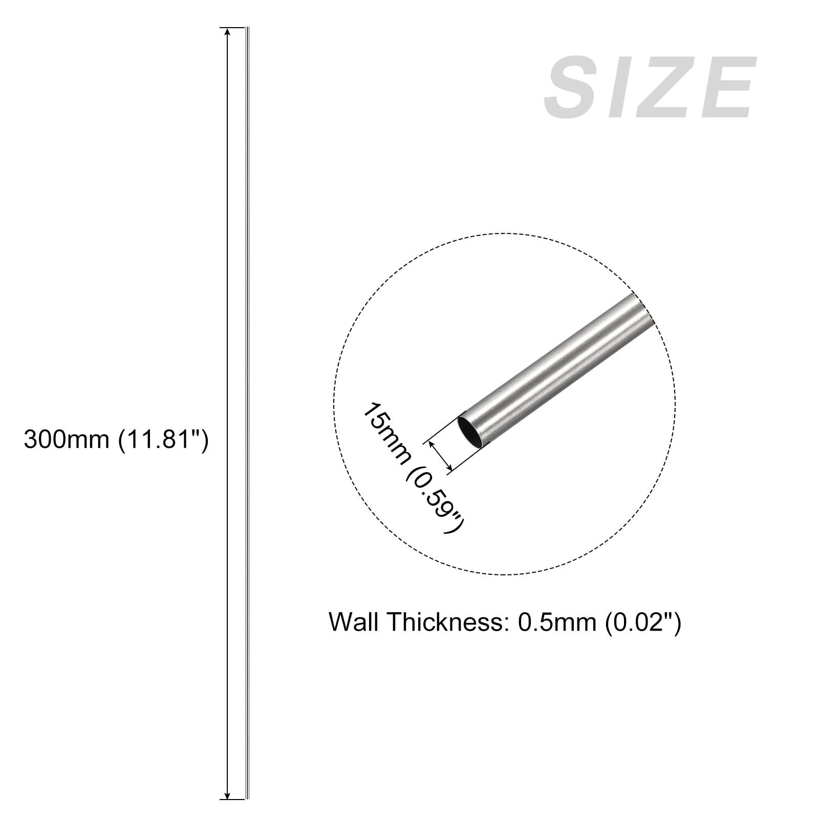 METALLIXITY 304 Inox Acier Tube (4mm OD X 0.2mm Mur T X 250mm L), Droit Tuyau - Pour Maison Ameublement, Machines - 11