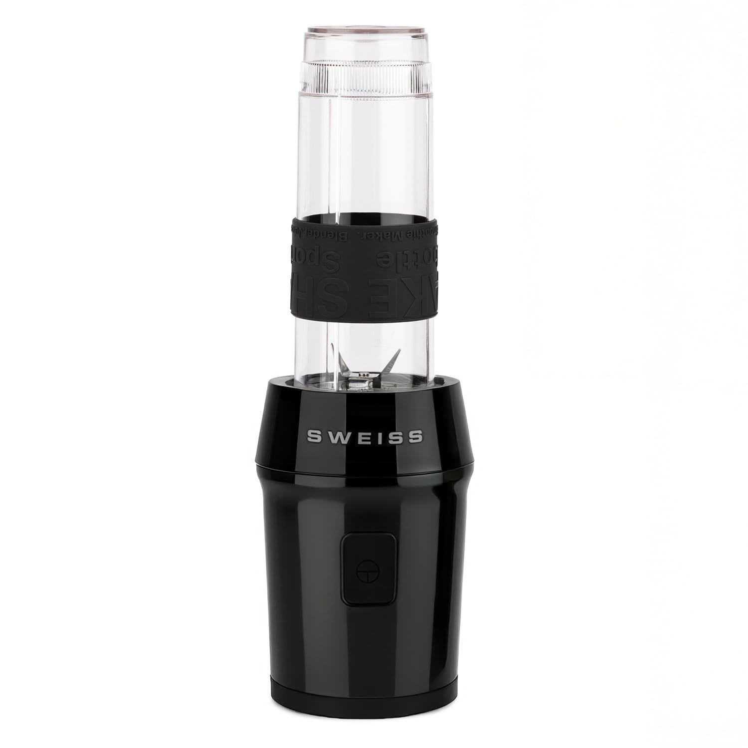 SWEISS Mini Blender, Mixeur Portable, Smoothie MOOV9, 2 Gourdes de 570 ml avec Couvercles de Voyage, 4 Lames Inox, 300W, Compatible Lave-Vaisselle, Noir