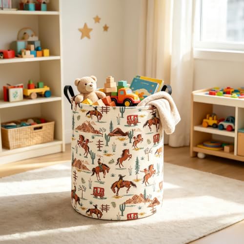 Image of Western Cowboy Fabric Storage Bin,Nursery Organizer Basket