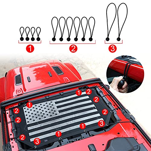 Cartaoo Durable Sunshade Mesh For Jeep Wrangler Bikini Top Sun Shade Net Cover 2018-2021 Jl Jlu&Rubicon Sahara Sports Unlimited 2/4-Door Version, Blocks Uv，National Flag #TOP4