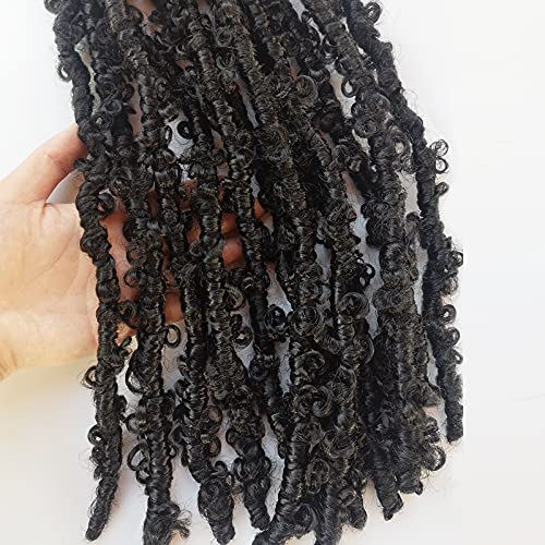 Butterfly Locs Crochet Hair - 12Strands/Pack Natural Black Pre-Twisted Distressed Crochet Braids Pre-Looped Synthetic Braiding Hair Extensions (12 Inch,#1B) #TOP1
