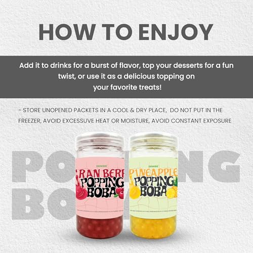 Image of Zawaa Boba Tea Assorted Popping Boba Pearls - Pineapple & Cranberry | 300g Each (Pack of 2) | Bursting Bubble Tea Pearls