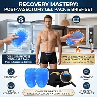 DINGCAIDC Vasectomy Underwear for Men - Post Surgery Recovery Briefs with 2 Reusable Ice Packs - Scrotal Support (M)