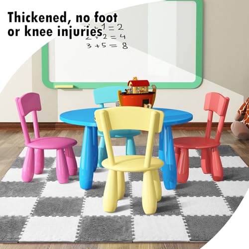 Drydiet 200 Pcs 11.8 x 11.8 x 0.4 Interlocking Carpet Tiles Plush Puzzle Foam Floor Mat Carpet Squares Foam Carpet Tiles Soft EVA Foam Mats Area Rugs Exercise Fluffy Play Mat for Room (Gray, White) - Thumbnail 5