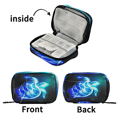 Image of Naanle Galaxy Turtle Pill Box 7 Day Pill Case Travel Pill Organizer Bag with Zipper Portable Weekly Case Compact Size for Vitamin Supplement Holder
