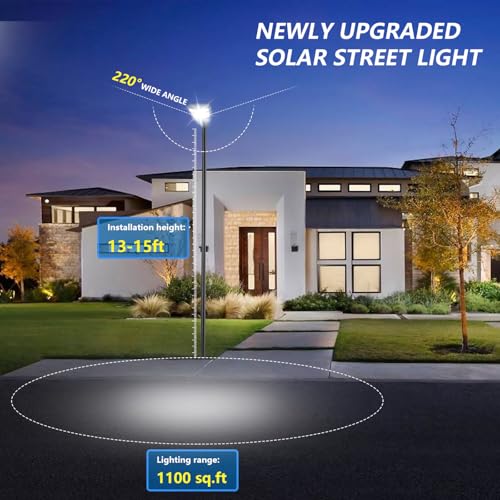 Solar Street Lights Outdoor Waterproof, LED Solar Parking Light with Motion Sensor and Remote Control for Outdoor, Streets, Courtyards, Parking Garages