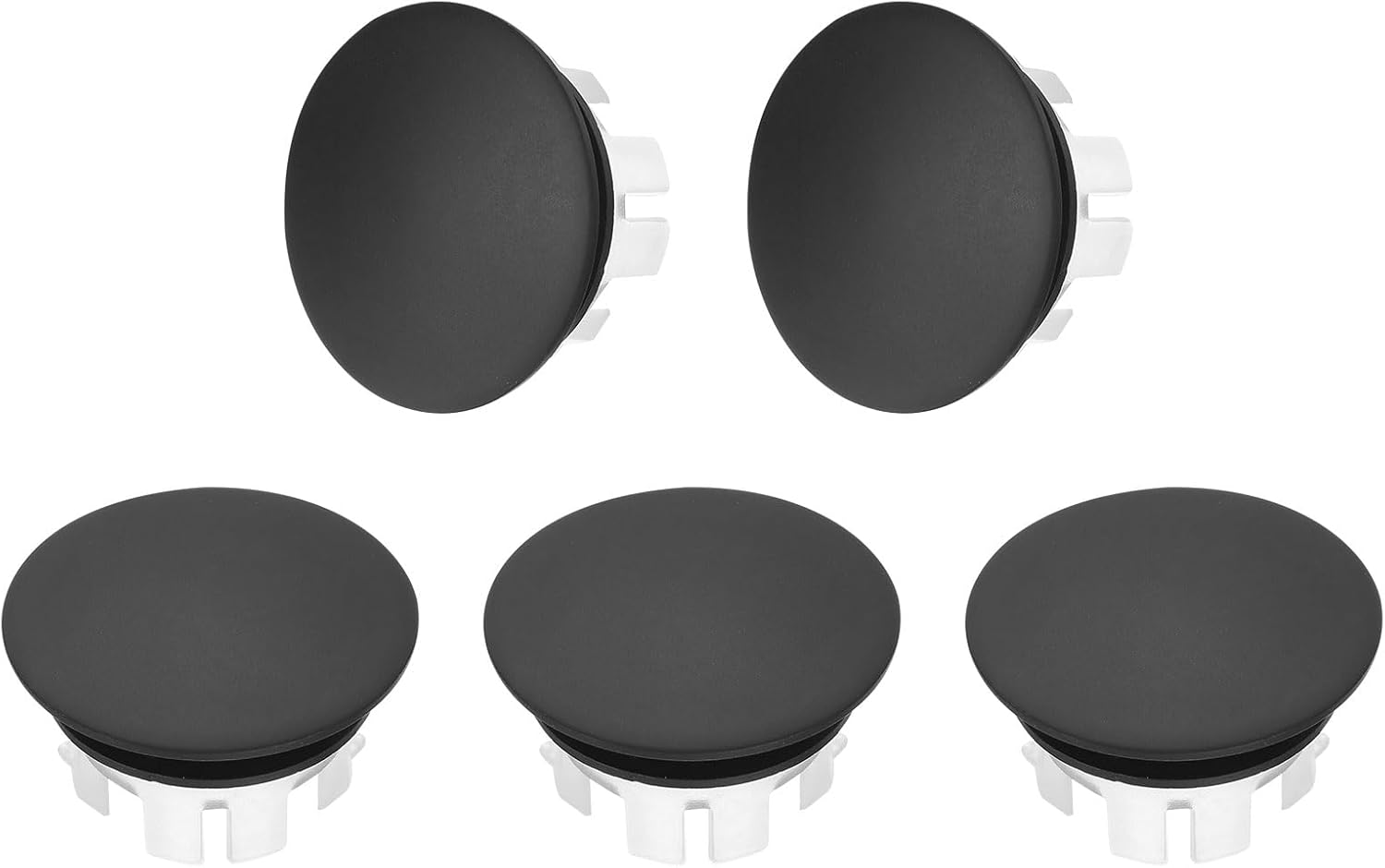 uxcell 5pcs Sink Overflow Rings, Bathroom Kitchen Basin Trim Bath Sink Hole Round Head Double Layer Brass Overflow Drain Cover Insert in Hole (Black, White)