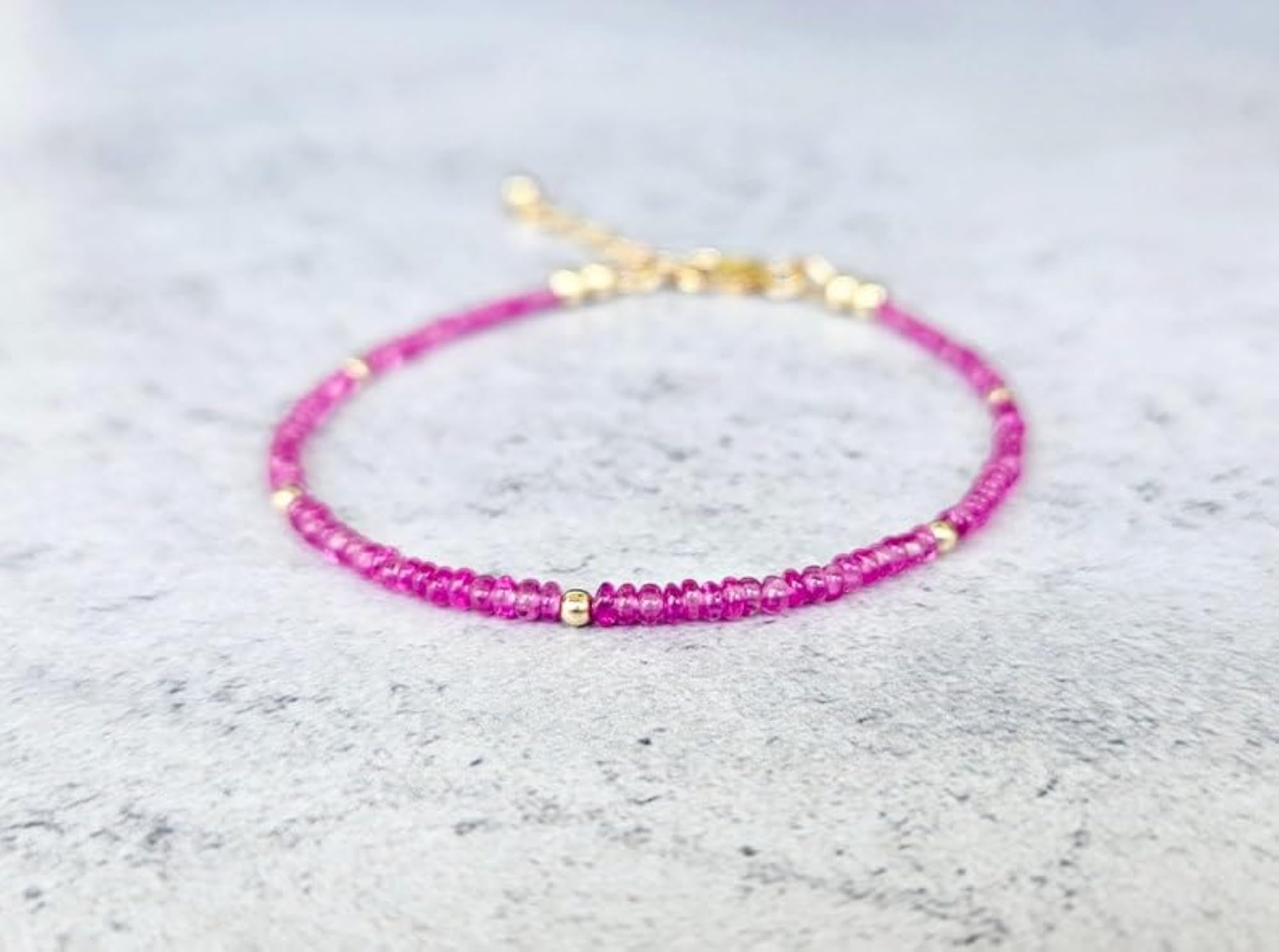 Burmese Ruby Bracelet, Adjustable Gold Plated