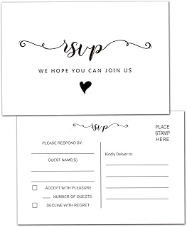 Attrirepa RSVP Postcards, Pack of 50 Blank RSVP Cards Stock for Weddings, Receptions, Showers, Birthday Parties, Celebrati...