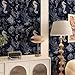 Cotevdkot Peel and Stick Wallpaper, Dark Navy Underwater with Seahorse and Coral Pattern, Removable Marine Mural for Coastal Bedroom & Living Room, 17.7x118 Inch