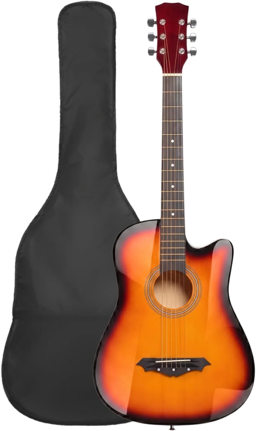 Ktaxon 38 Inch Beginner Acoustic Guitar, 6 String Basswood Classical Guitars Full Kit with Bag, Strap, Picks, Capo for Adults & Players, Sunburst