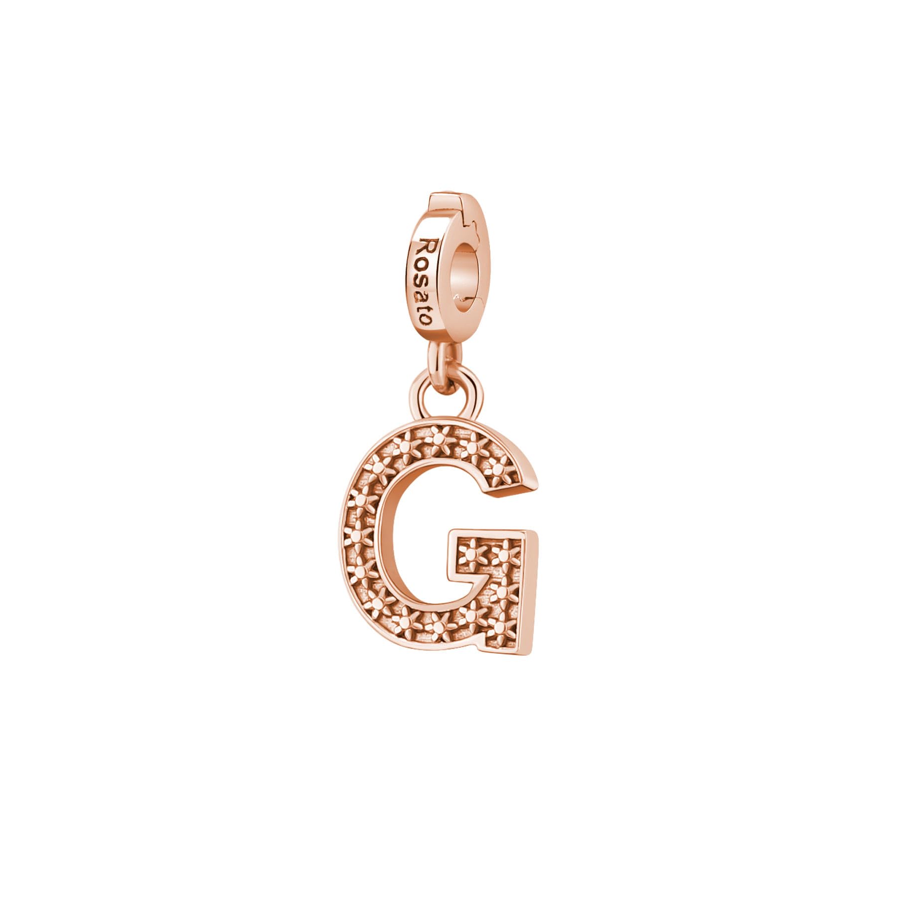Charm Rosato Plata PVD Rosa Letra G Colección Historias RZ085 2