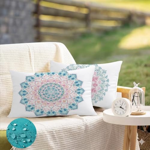 Coussin decoratif 50x70 lot de 2 velours mandala avec fermeture eclair cachee chic - 4