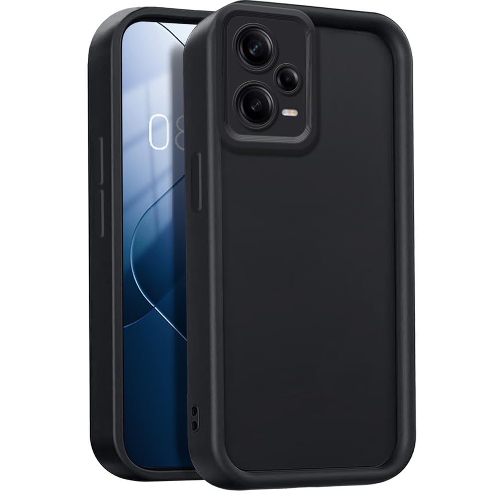 Cover Per Xiaomi Redmi Note 12 Pro 5G | Custodia Morbida In TPU Nero, Antiurto, Bordi Rialzati Per Fotocamera E Schermo