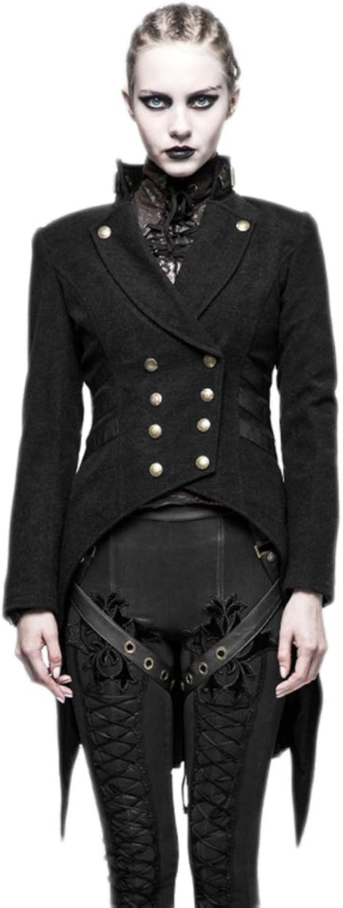 Amazon Punk Rave女性パンク軍服ジャケットゴシック黒燕尾服スチームパンクスワローテイルイブニングパーティージャケット ブラック Xl コート ジャケット 通販