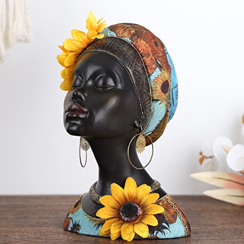 African Art Sculptures Modern African Women Statues Room Decor,Resin African Figurines Black African American Bust Statue,Suitable For Living Room Desktop Entrance Decor African Decorations For Home #TOP6