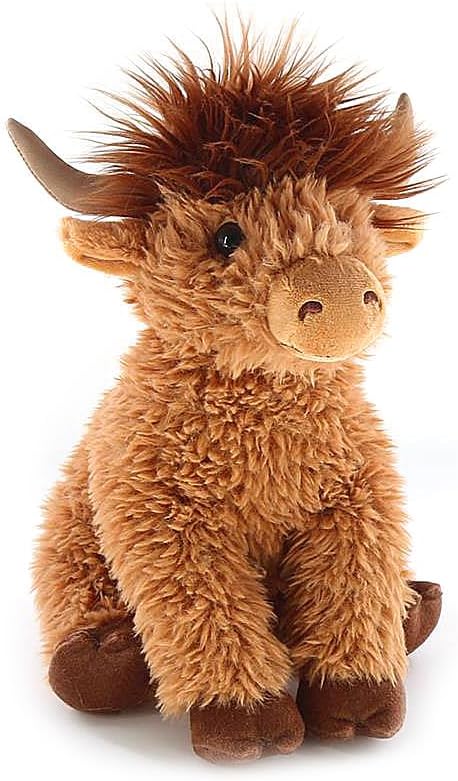 The Petting Zoo Highland Cow - Peluche de vaca de peluche, regalos para niños, animales salvajes de la vida silvestre, juguete de peluche de vaca de