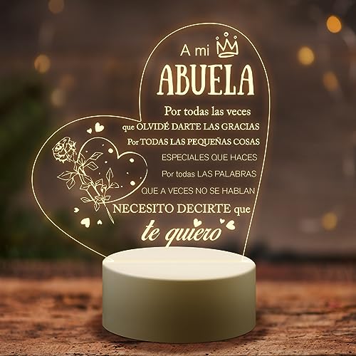 Welsky Regalo Abuela, Regalos Abuela LED light, Regalo de Agradecimiento para la Abuelas Cumpleaños Navidad de la Madre, Luz Nocturna Acrílica Grabada Welsky Regalo Abuela, Regalos Abuela LED light, Regalo de Agradecimiento para la Abuelas Cumpleaños Navidad de la Madre, Luz Nocturna Acrílica Grabada