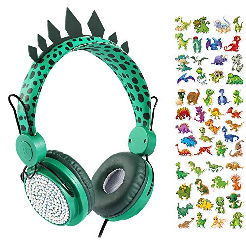 Charlxee Dinosaur Kids Headphones Boys with Microphone for Girls Children Teens,On Ear Headphones for Kids with HD Sound,Wired Headphones with 3.5mm Jack for School