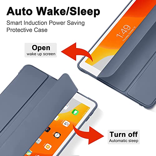 Image of SwooK Case for iPad 9th /8th /7th Generation,iPad 10.2-inch Soft TPU Back Protective Cases [Shock Absorption] Slim Lightweight Trifold Stand Smart Cover, Auto Wake /Sleep (Light Purple, Ipad 10.2 inch)