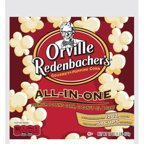 Orville Redenbacher's All-In-One Popcorn Kit, Coconut Oil &amp; Salt Popping Corn, 3g Fiber Per Serving, 16 oz. (Pack of 24)