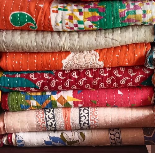 Textillhub KTGD005 Indian Wholesale Indian Tribal Kantha Quilt Vintage Handmade Blanket Patch Kantha Throw Hippie Bohemian Cotton Saree Made Kantha Rally  thumb #3