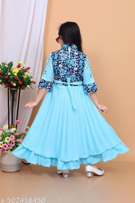 Image of Long Floral Kid Girls Dress| Comfortable, Breathable, Lightweight, Skin Friendly|SL 239
