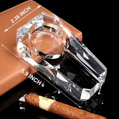 Image of Cigar Ashtray, Crystal Glass Cigarette Holder for Men, Outdoor Ash Tray for Patio Indoor Outdoor Home Office Tabletop Desk Decoration, Gifts for Him, Valentine's Day