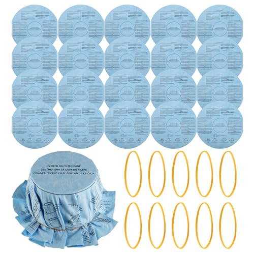 Reusable Wet Dry Vac Filter VF2002 Dry Disc Vacuum Filters for Most 5 Gallon and Larger Shop Vac Branded Wet/Dry Vacuum Cleaners(pack of 20pcs Disc Filters 10pcs Retaining Bands)