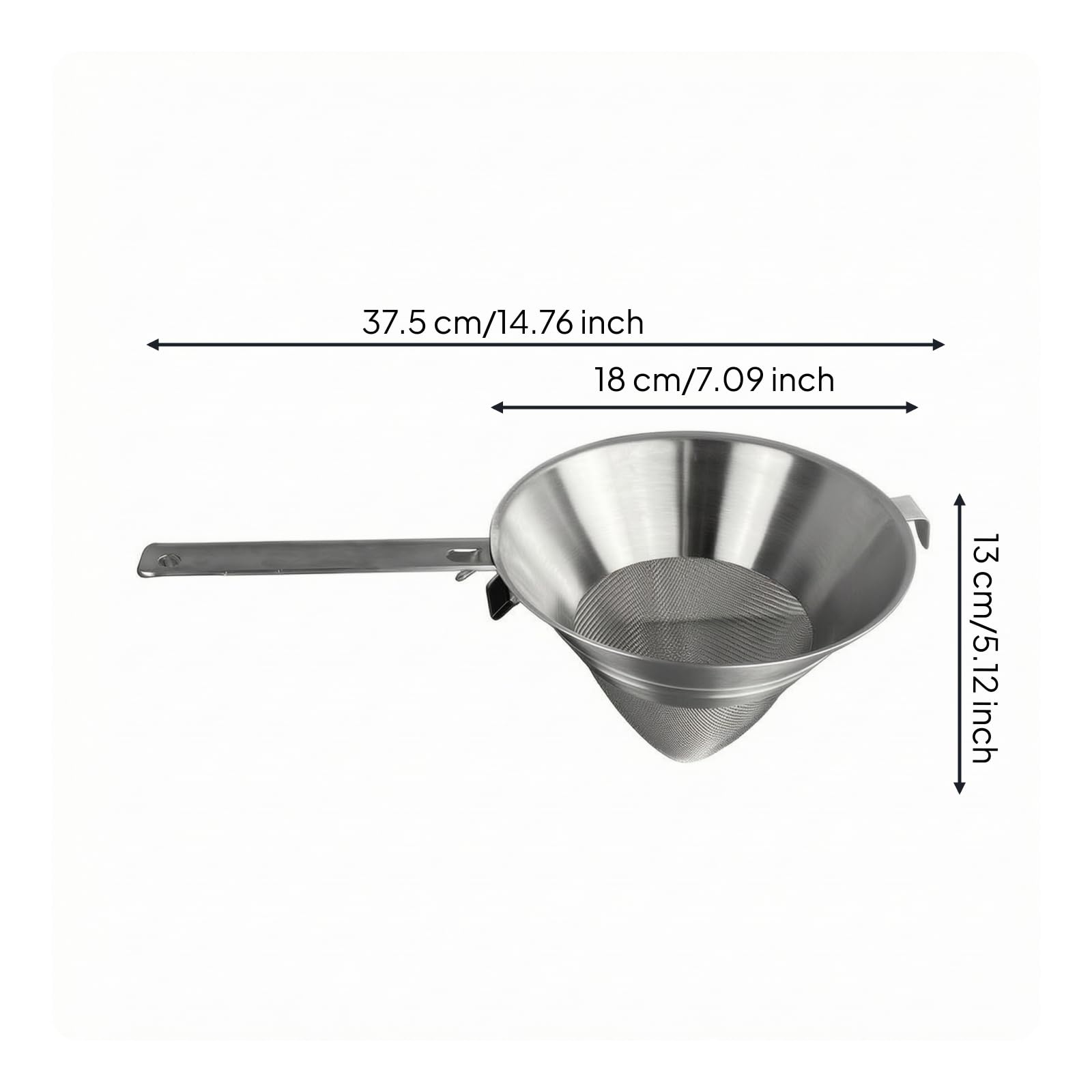 Ronyme Stabil sieb | Stabiler Edelstahlgriff, feinmaschig, Stielseiher, für Marmeladeeinkochen, Küche, Hobbyköche, 18 Cm