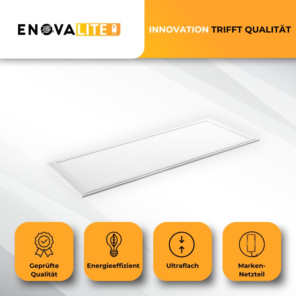 5x LED Panel 120x30 cm - 36W 6000K Kaltweiß 3600lm flimmerfrei - flache Einbauleuchte für Rasterdecke - LED Deckenleuchte Rasterleuchte Paneele - mit 230V Marken-Netzteil - 1200x300x0,9mm
