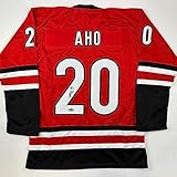 Facsimile Autographed Sebastian Aho Carolina Red Reprint Laser Auto Hockey Jersey Size Men's XL