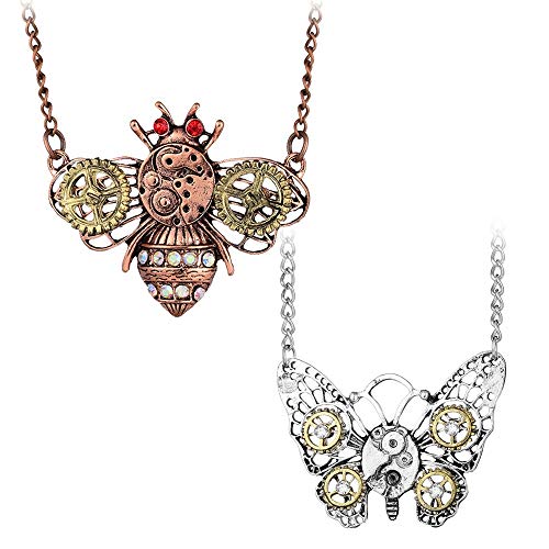 Decoraciones de verano Collar de engranaje mecánico en forma de corazón creativo steampunk Collar pendiente de la vendimia Collar retro de la clavícula del insecto Cumpleaños dia de san valentin regal