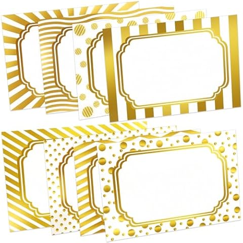 Zacool Gold Foil Name Tags Stickers(3"x 2") Gold Border Christmas Gift Tag Stickers, 160 Pcs Sticky Christmas Name Tags Stickers Gold Name Tag Labels for Gift Themed Party Family Home School Office Cover