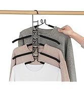 Hangers Space Saving, 5 in 1 Non-Slip Metal Magic Clothes Hanger Wide Shoulder Multifunctional Ad...