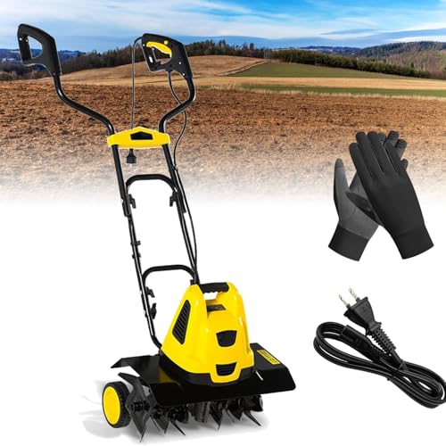 Motocultor Eléctrico, Rotavator de Jardín de 2400 W con Velocidad Sin Carga de 390 RPM y Rotación de 6 Cuchillas, Potente Cultivador de Suelo con Ancho/Profundidad de Labranza de 45/22 CM, 2 Ruedas