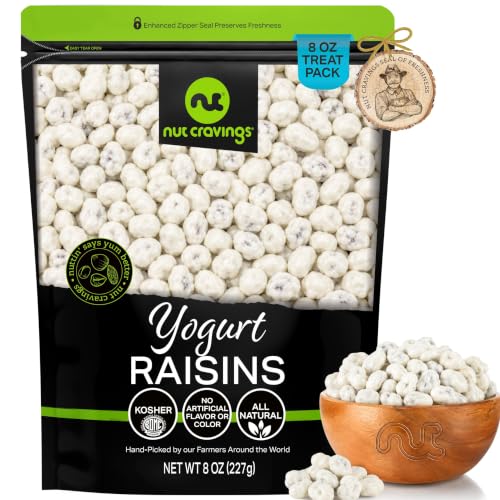 Image of NUT CRAVINGS - Yogurt Covered Raisins (8oz, 1 Pack) Sweet Healthy Snack, Vegan, Kosher, Resealable Bag