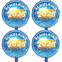 Deko Schulanfang Folienballon Einschulung, 4 Stück Schulanfang Luftballons Einschulung Deko, Helium Ballon Einschulung für Erste Klasse Kinder, Schultüte Ballon für Schulkind Jungen (Blau)