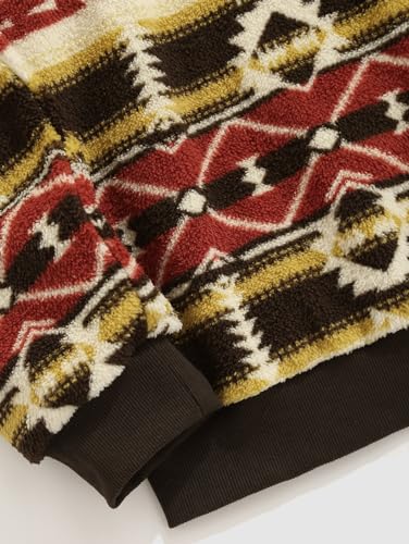 Image of ZAFUL Men 1 /4 Zipper Sweatshirt Ethnic Aztec Printed Kangaroo Pocket Fall Winter Pullovers Jacket Unisex Hoodie Tops