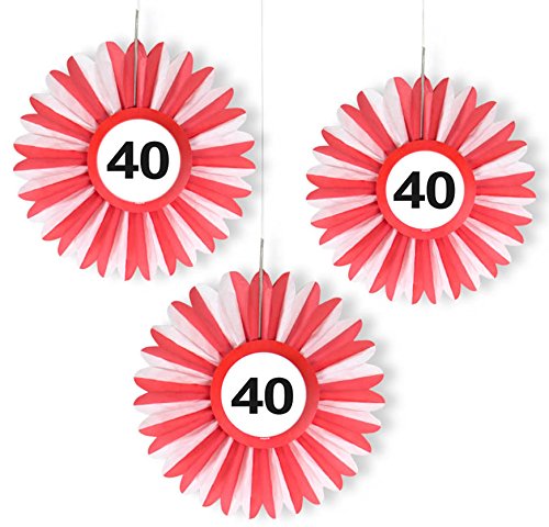 Preisvergleich Produktbild Unbekannt 3X Honigwaben Deko * Verkehrsschild 40 * zum Geburtstag und Party / Verkehrszeichen Dekoration mit Ø 25cm / Alle lieben Diese rot-weißen Honeycomb Schilder