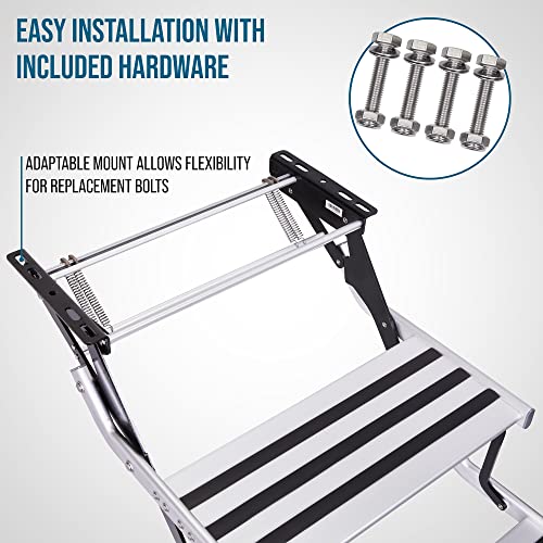 Hike Crew Manual Rv Steps | Universal 2-Step Retractable Platform W/12V Led Light, Easy Pull-Out Quick-Lock Spring, Aluminum & Steel Construction, Anti-Slip Grip & Easy Bolt Assembly | 440 Lb Capacity #TOP3